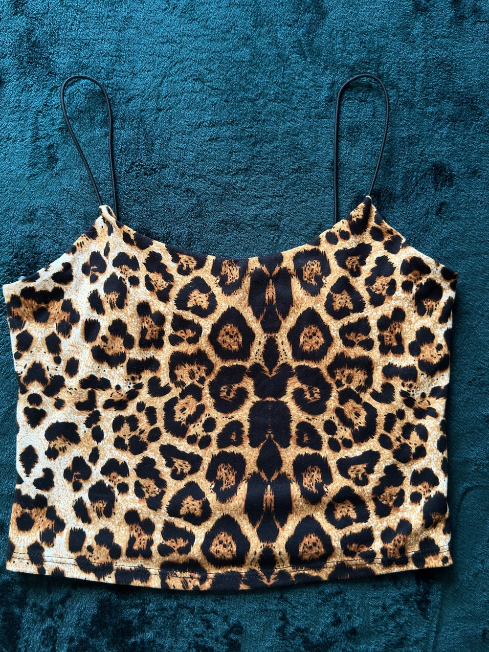 TeenBell Leopard Print Crop Cami - Brown & Black